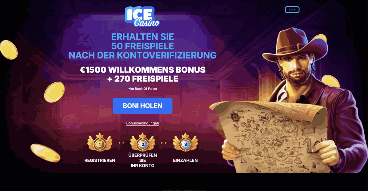 Ice Casino – 50 Freispiele ohne Einzahlung auf ook of Fallen